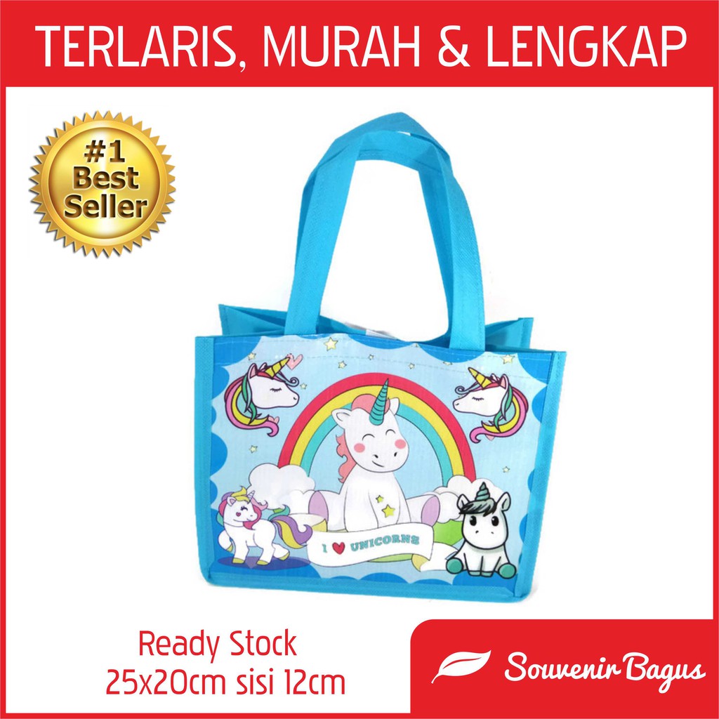 TERLARIS  Tas Ultah Unicorn / Goodie Bag Tas Ulang Tahun Anak Murah Unicorn Kuda Pegasus Pink Promo