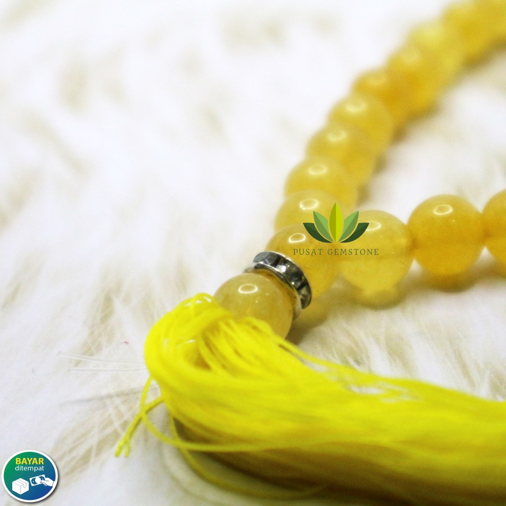 Tasbih Giok Kuning/ Yellow Jade 33 Butir Natural