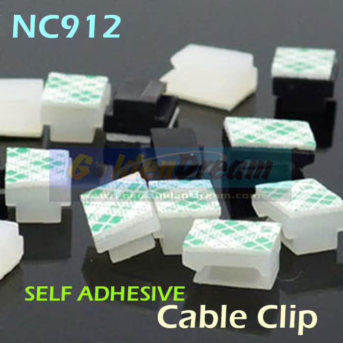 [DEV-9030] NC912 Cable Clip Wire Mount Clamp Tie Ikat Kabel + Self Adhesive AO89