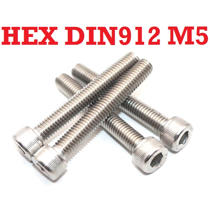 [HAEBOT] Baut L Hexagon DIN912 M5 5mm Hex 10 12 20 30 40 50 60 70 mm Stainless Steel SS Pengencang