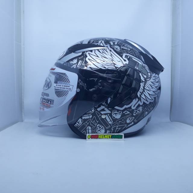 HELM HALFFACE NHK R1 DOUBLE VISOR SPESIAL EDITION KAREL ABRAHAM#2 SILVER GLOSSY/LIMITED EDITION