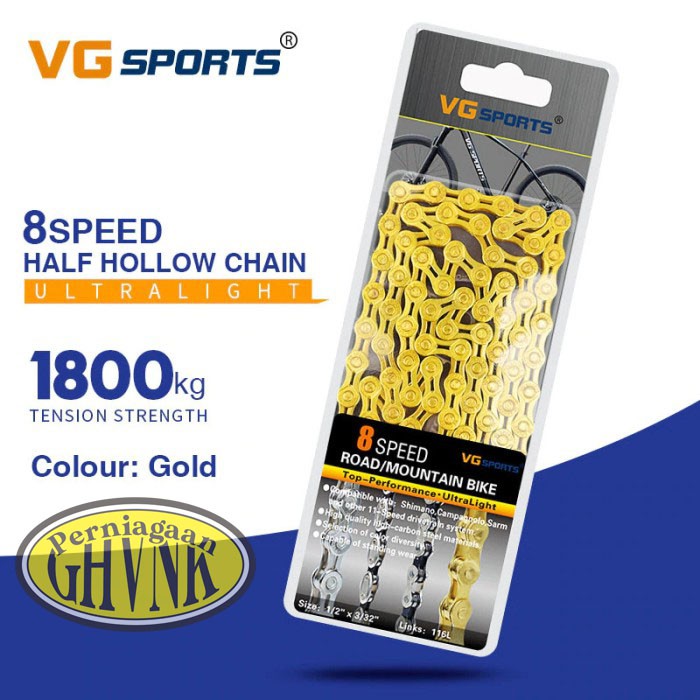 Rantai Sepeda 8 Speed Gold VG Sport Half Hollow not kmc shimano ybn