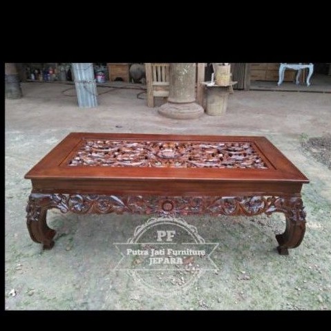 PROMO Meja tamu kayu jati - Meja coffee lesehan ukir murah