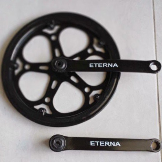 Crank single 52T dengan cover / piringan sepeda single 52T merk eterna dengan tutup