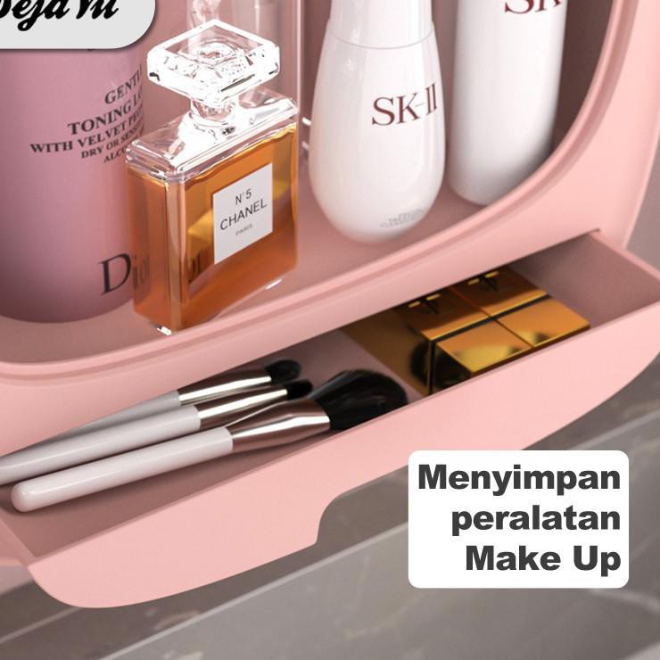 Rak Kosmetik Gantung Oval Tempat Make Up Organizer Kotak Makeup Kamar Mandi Storage Tempel