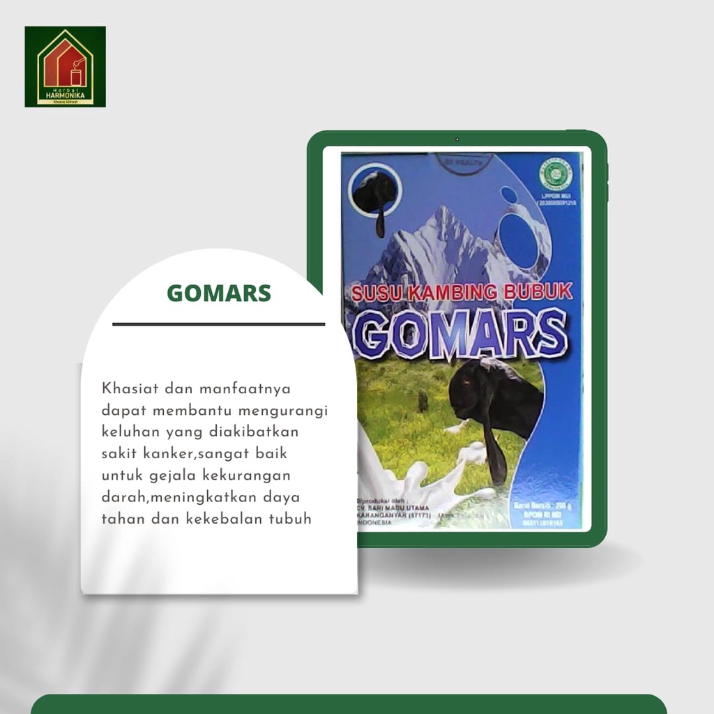 

GOMARS SUSU KAMBING 100% ORIGINAL DAN HALAL, UNTUK MENINGKATKAN KEKEBALAN TUBUH