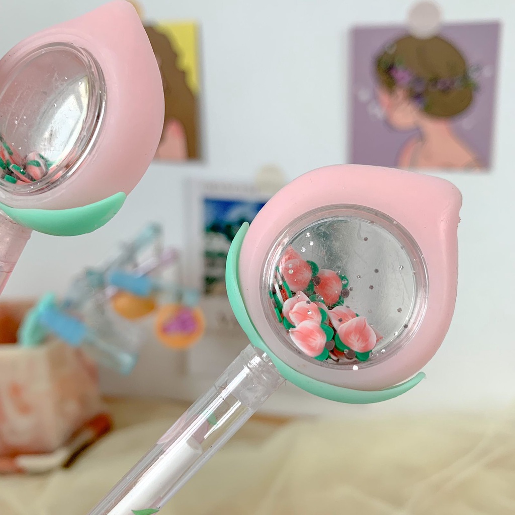 PULPEN GEL HIASAN PEACH LUCU IMUT KADO UNIK TERMURAH BOLPEN ALAT TULIS KANTOR COD by MANDICANTIK-2