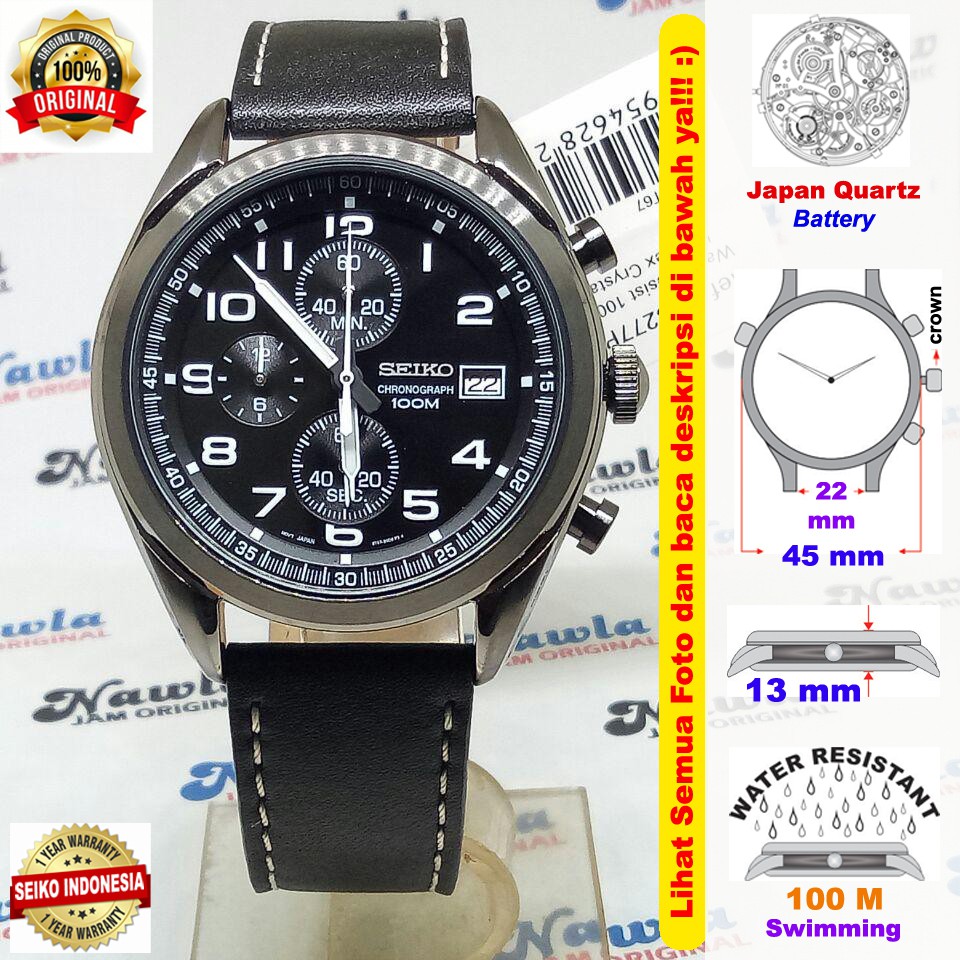 Seiko Quartz SSB277P1 Chronograph Black - Jam Tangan Pria SSB277