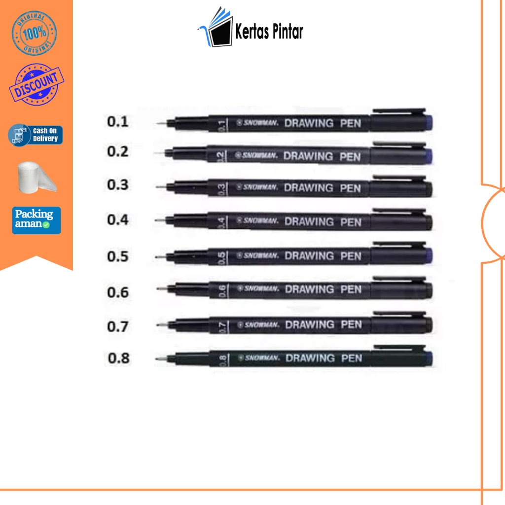 

BOLPOIN DRAWING PEN SNOWMAN TINTA HITAM 01 - 08