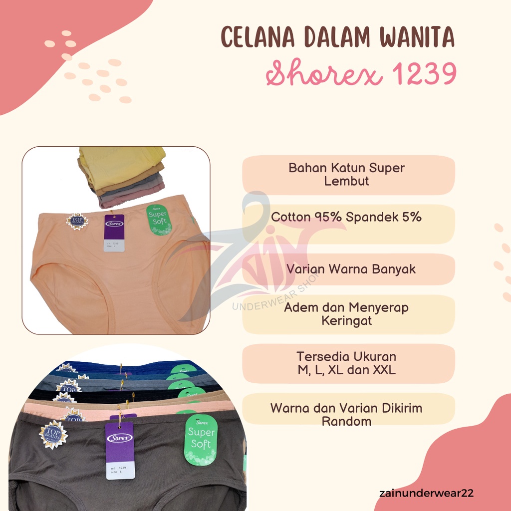 Celana Dalam Sorex Super Soft Katun I Cd Cewek Perempuan Dewasa Sorek Bahan Lembut Karet Pinggang I 