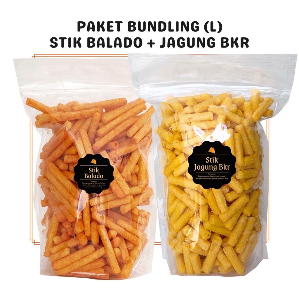 

SNACK KEKINIAN Paket Bundling Stik Keju + Balado + Sapi Panggang + Jagung Bakar (L) / Special Bundle Package