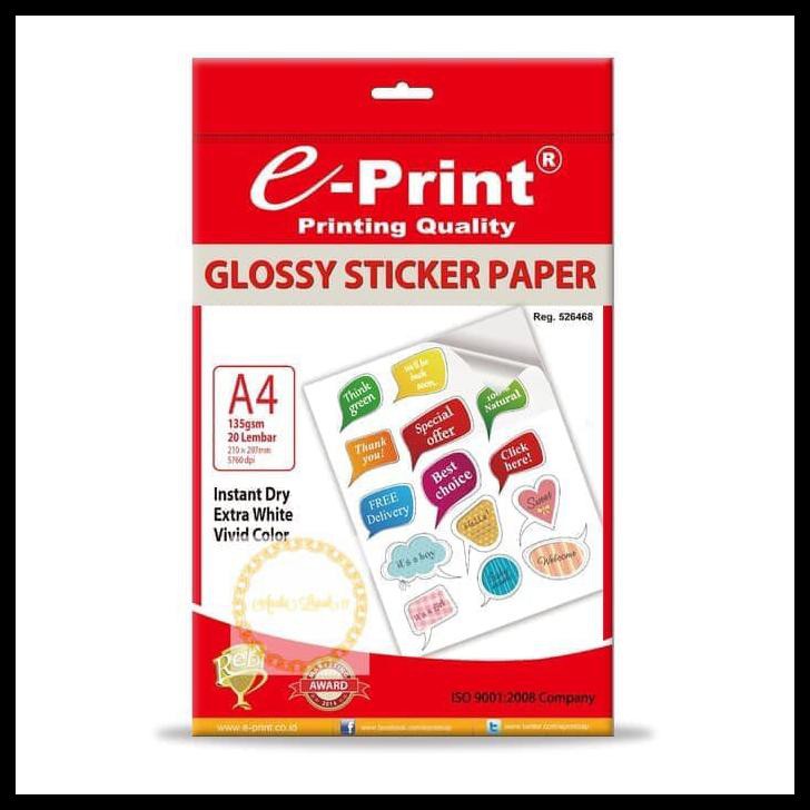 

E-Print Glossy Sticker Photo Paper A4 Sticker Murah Tidak Luntur