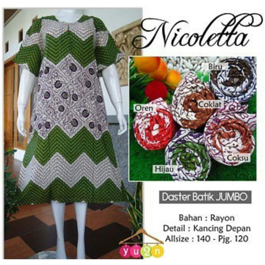 Daster jumbo nicoletta baju tidur batik murah setelan wanita piyama midi kekinian grosir batik jogja