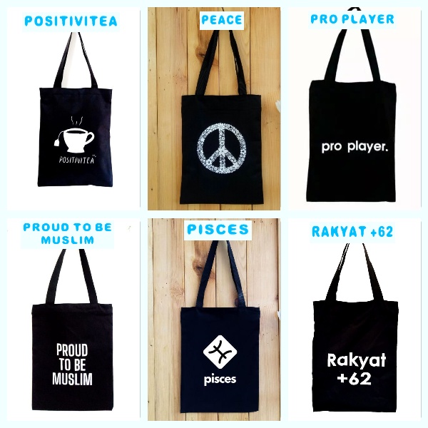 TOTEBAG bahan drill halus premium tas Tote sablon  (ADA RESLETING) BISA COD 001