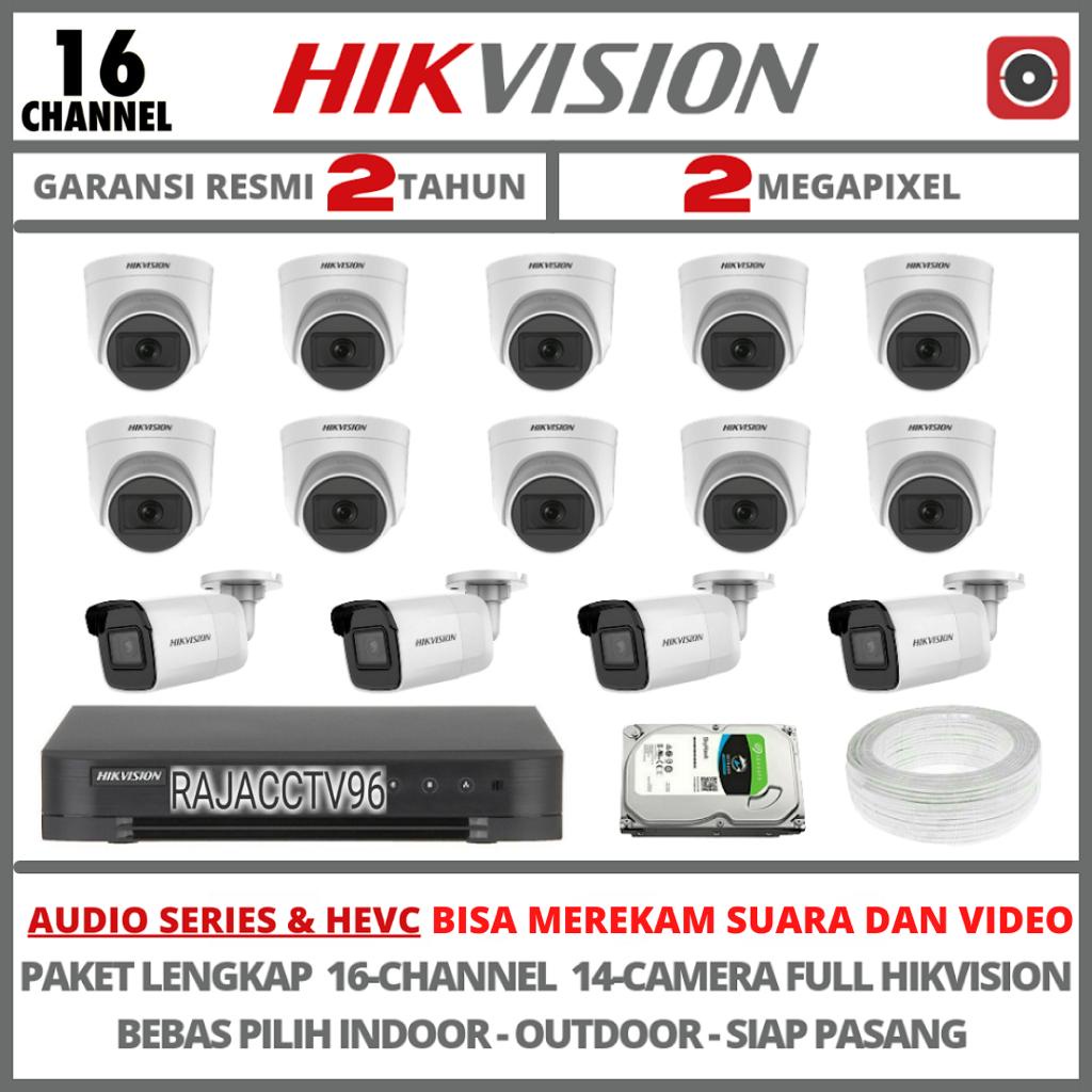 PAKET CCTV HIKVISION AUDIO SERIES 16 CHANNEL 14 CAMERA 2MP TURBO HD 1080P KAMERA CCTV