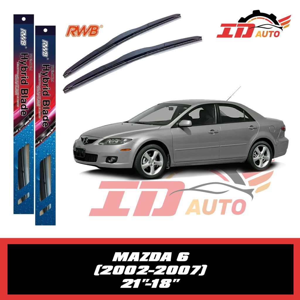 WIPER MAZDA 6 SET 2002-2007 UKURAN 21 DAN 18 MERK RWB