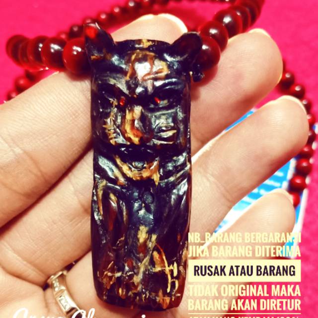 KALUNG AKAR BAHAR MERAH BERLIONTIN UKIR MACAN KUMBANG