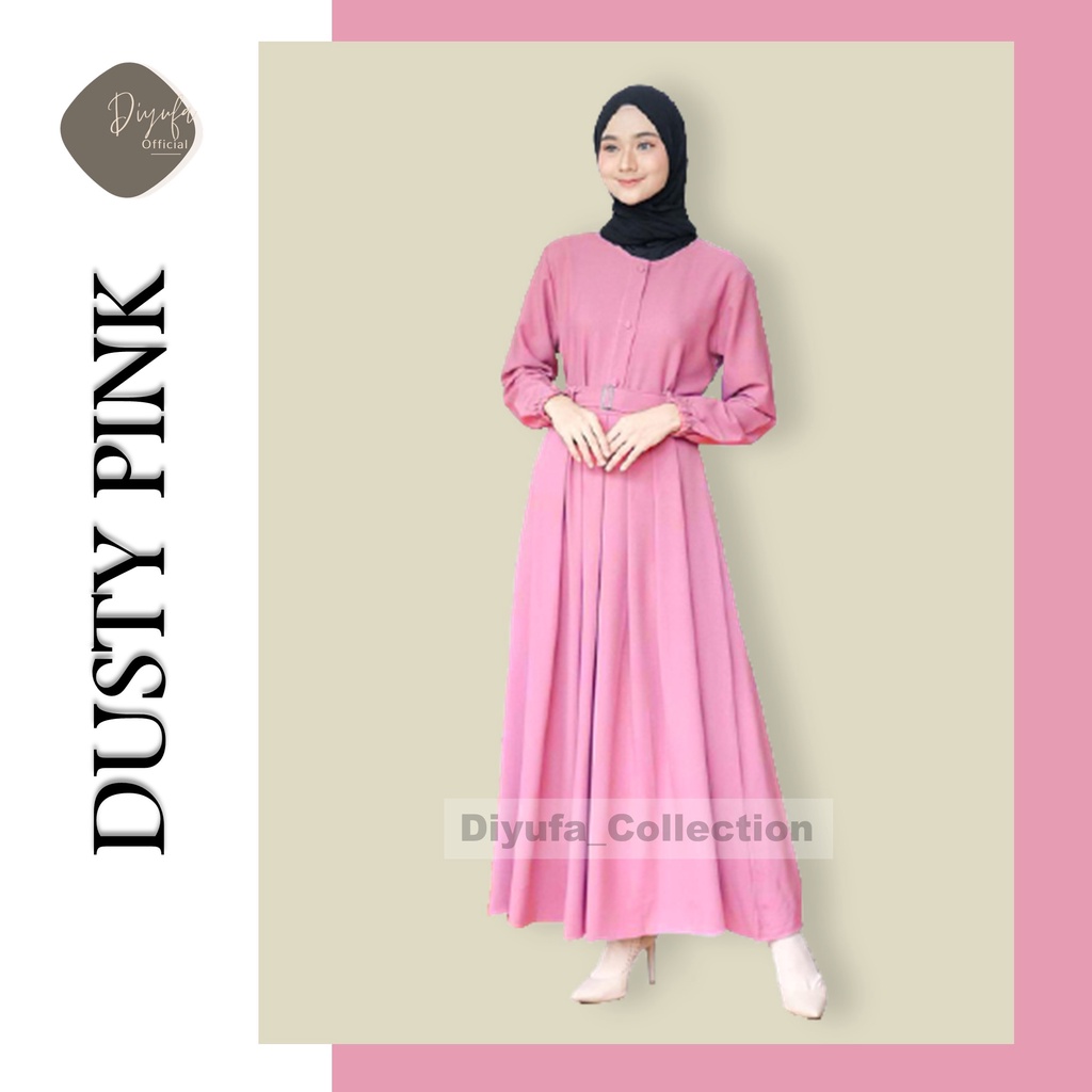 Baju Gamis Wanita Cewek Remaja Terbaru kekinian Alsize / Jumbo Kancing Dada Dress Moscrepe Busui-DUSTY PINK