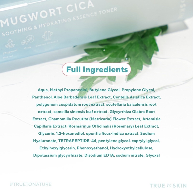 TRUE TO SKIN Mugwort Cica Essence Toner 100ml -  Soothing &amp; Hydrating