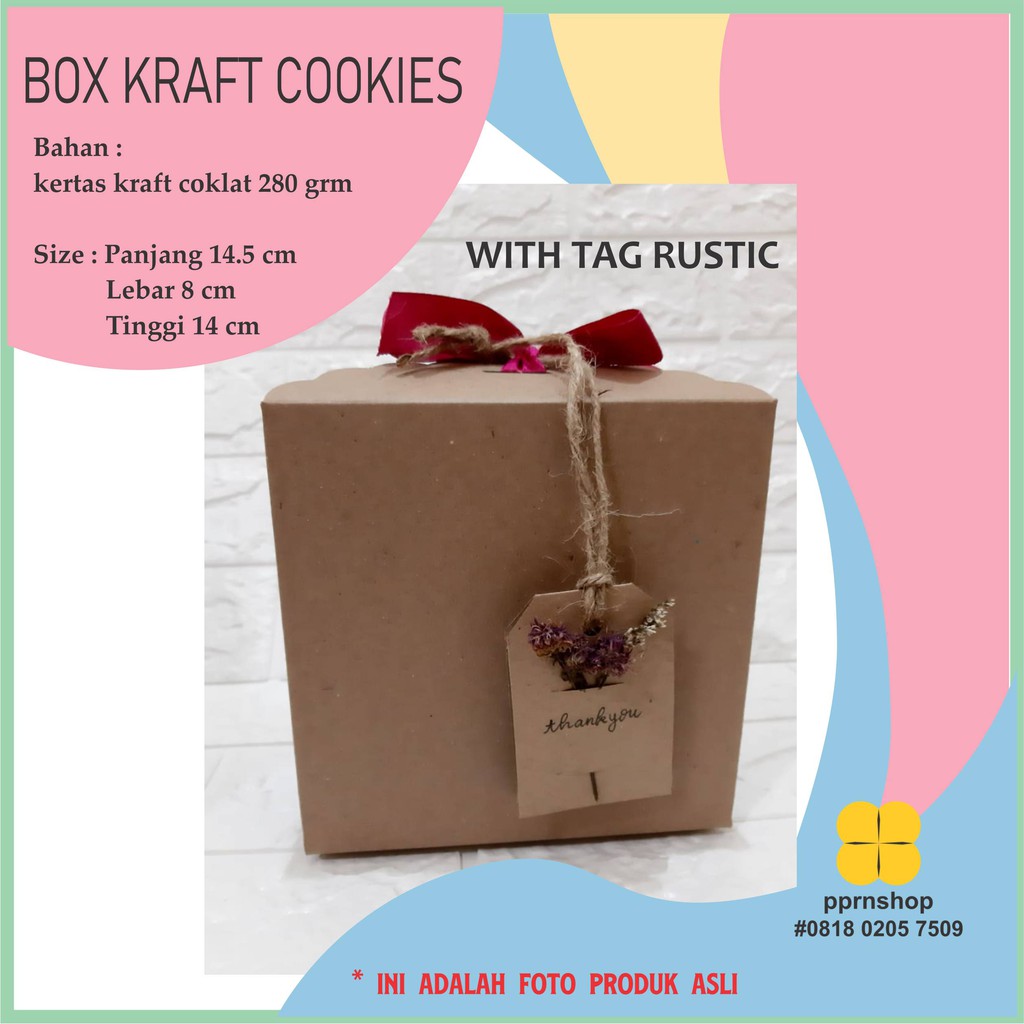 

BOX KRAFT COOKIES WITH RUSTIC TAG/GIFT BOX/ BOX HAMPERS/KOTAK KADO / BOX COOKIES 300 GRM