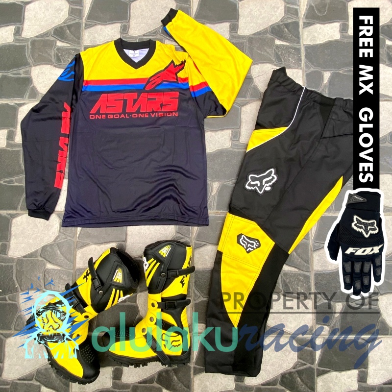 Jersey, Celana, Sarung Tangan &amp; Sepatu SV Fullset MX Trail Motocross - Paket Bundling ASCTSV041515-F41