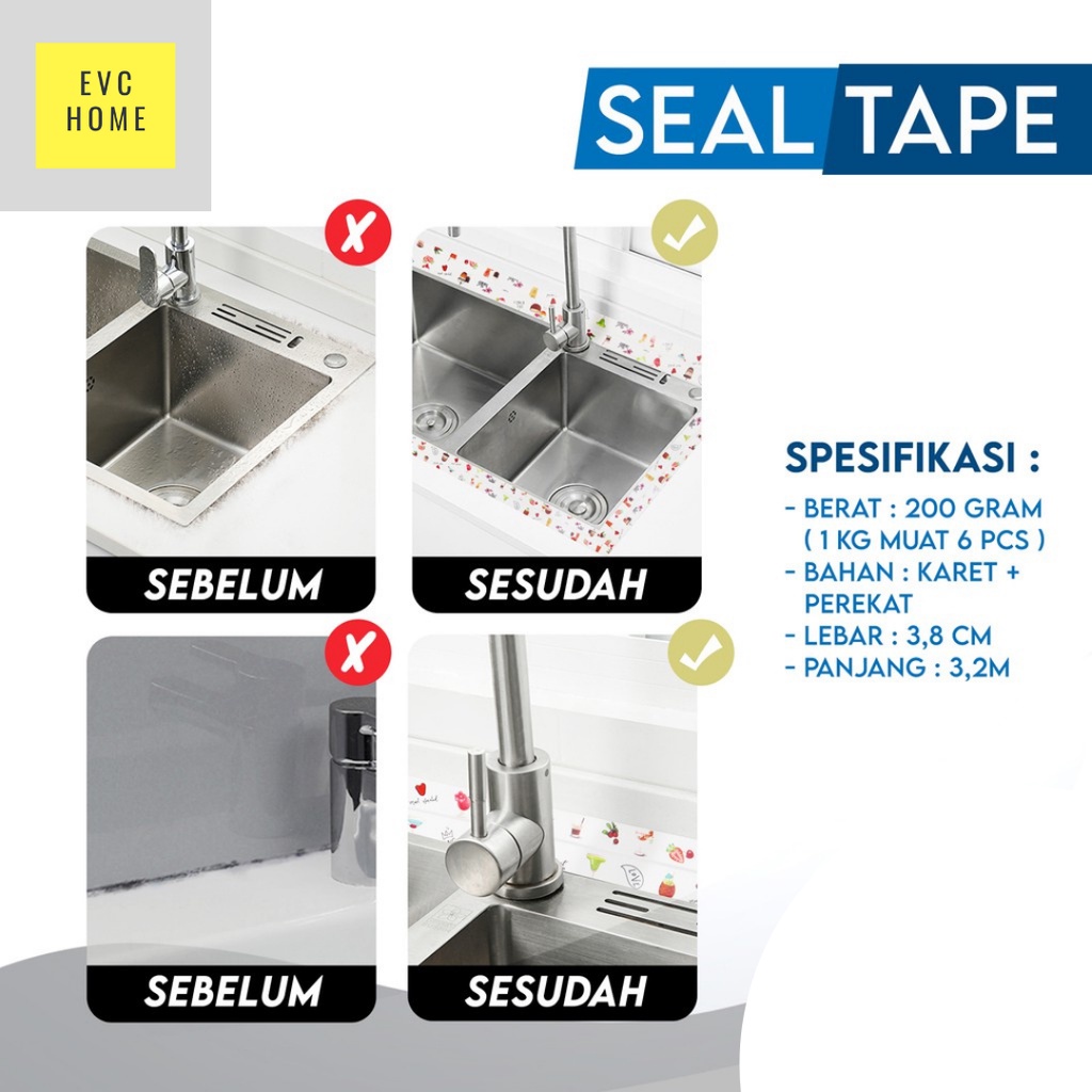 EVCHOME 320cm X 3,8cm Penutup Celah Dan Pengaman Siku Seal Tape Protection Dengan Perekat