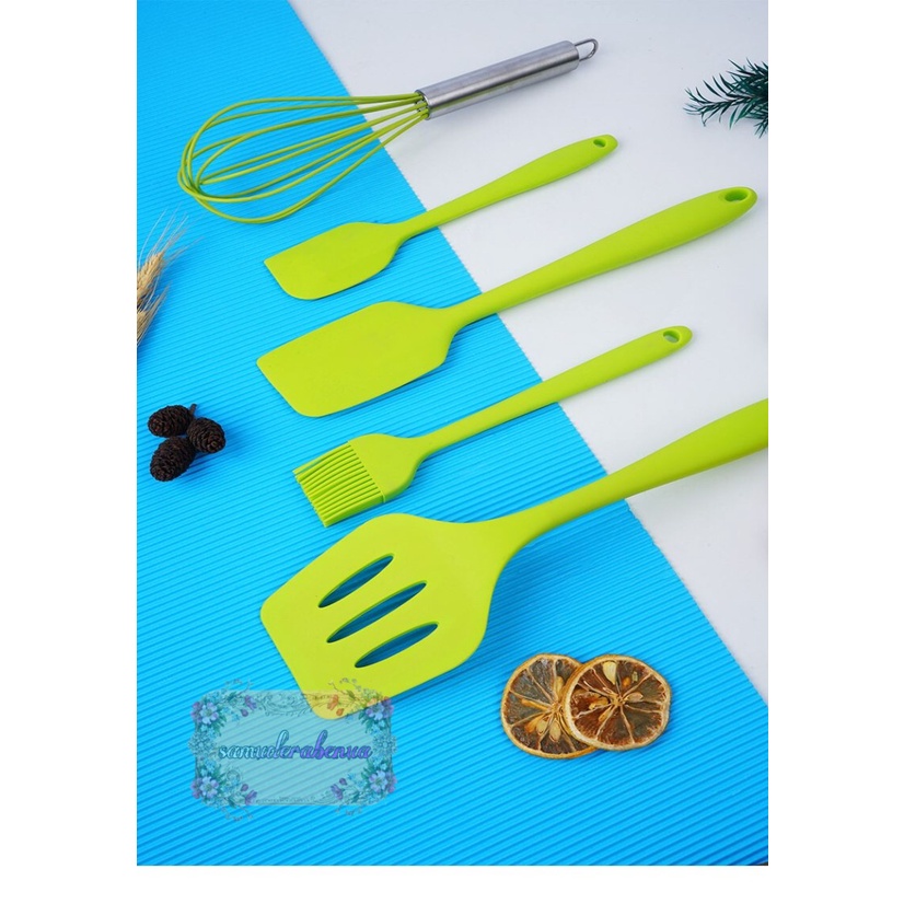 RT81 Alat Masak bahan silikon Silicone Utensil Spatula Cooking Baking Props Set 5pcs Peralatan Masak 5 in 1 Tahan Panas BPA Free SB3465