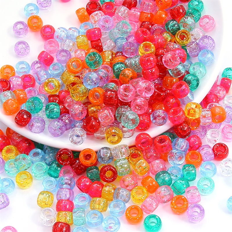 100Pcs Candy Color Acrylic Round Hole Spacer Beads For Jewelry Making Charms Kids DIY Craft Earring Bracelet Handicrafts