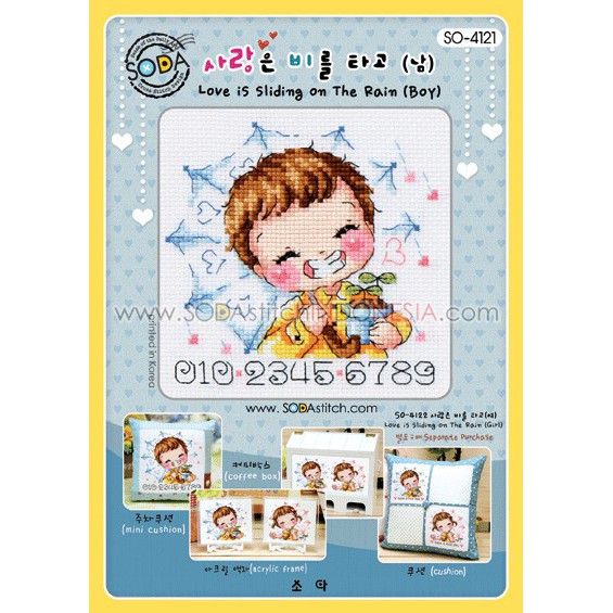 Paket DIY Craft Sulam Kristik / Cross Stitch Sodastitch SO-4121 - Love Is Sliding On The Rain Boy