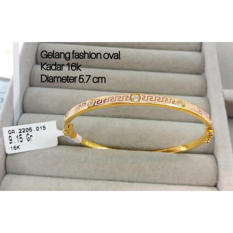 GELANG WANITA DEWASA EMAS ASLI OVAL KADAR 700/16K DIAMETER 5,6 CM