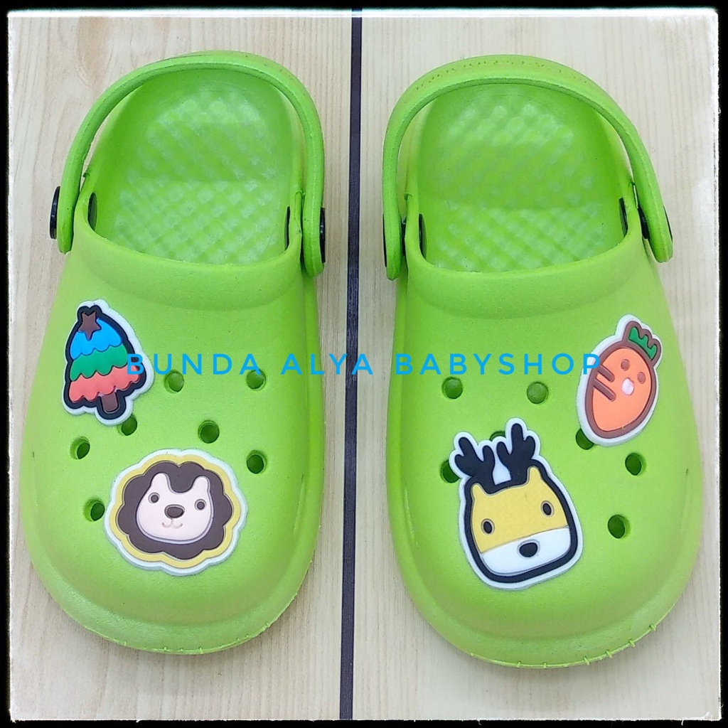 Sendal Anak Karet Umur 2 3 4 5 Tahun Karet Elastis HIJAU - Sepatu Sandal Anak Cowok Elastis Motif Lucu Karet Anti Licin Size 26 - 35 Sepatu Sandal Anak Karet Sendal Anak Elastis Green