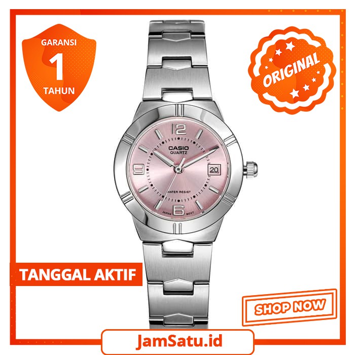 JAM TANGAN CEWEK CASIO ORIGINAL STAINLESS STEEL WANITA ELEGAN MERAH MUDA PINK HIJAU MAROON