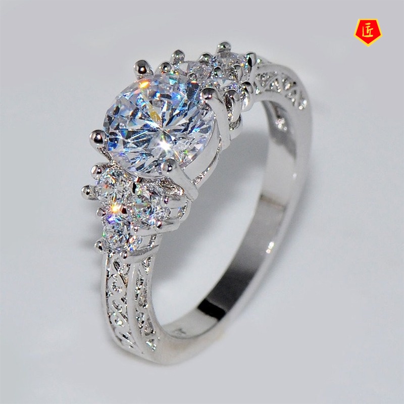 [Ready Stock]Zircon European and American Engagement Ring High-End