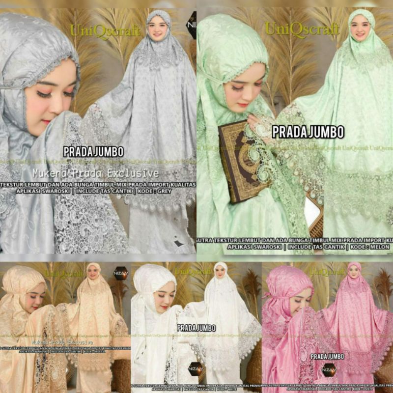 New Mukena ori  prada jumbo bunga timbul free bag ori nizam
