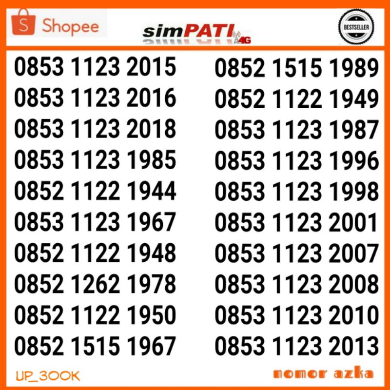 Nomor Cantik Kartu Perdana as seri tahun 19xx 20xx rapi up06