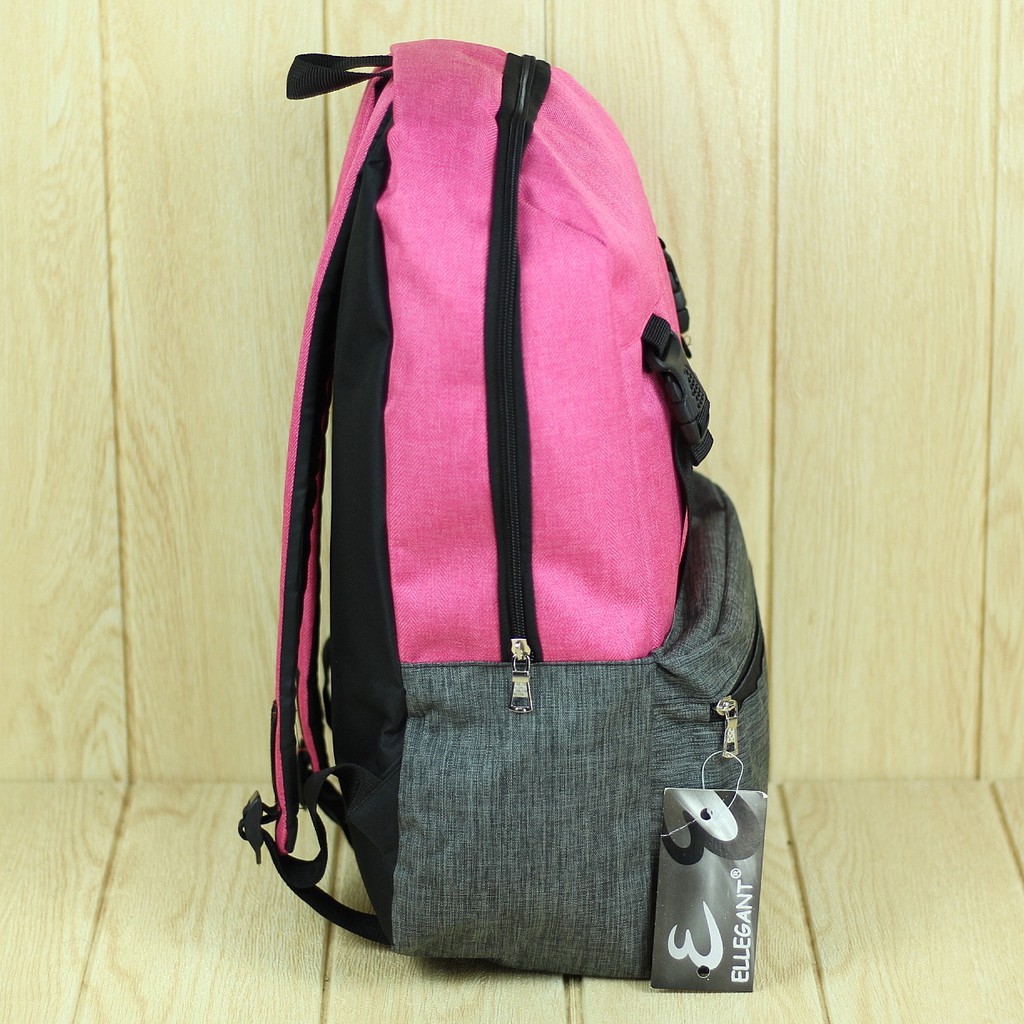 Tas Ransel Anelo Distro Abu Pink Back Pack Cewek Anak Sekolah SD SMP SMA Multi Fungsi