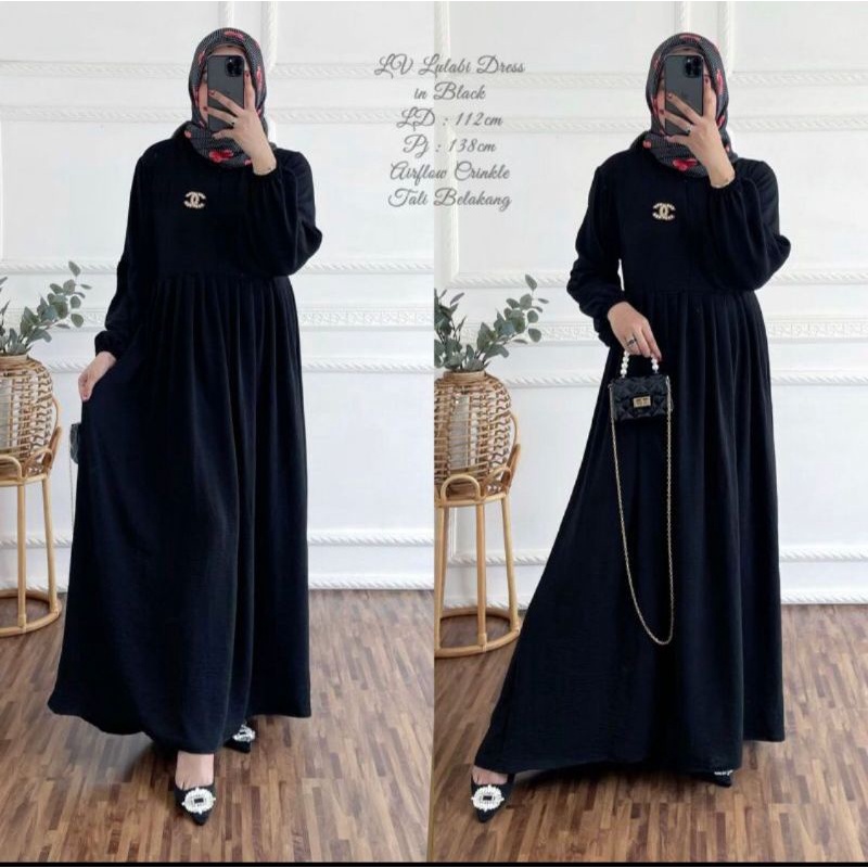 Gamis Polos crinkle Crincle Airflow