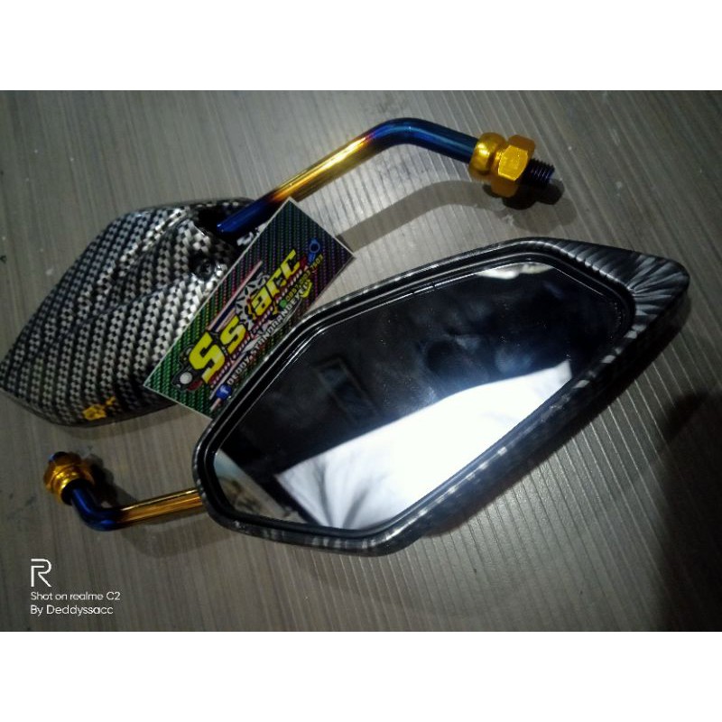 spion two-tone carbon tiang pendek  yamaha