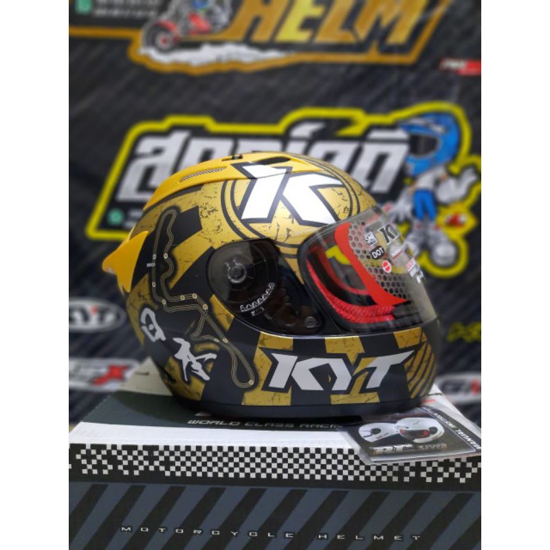 HELM KYT RC SEVEN MOTIF SERI 17 BLACK DOFF GOLD HELM TOURING KYT RCSEVEN KYT RC7 KYT RC 7 KYT CR7