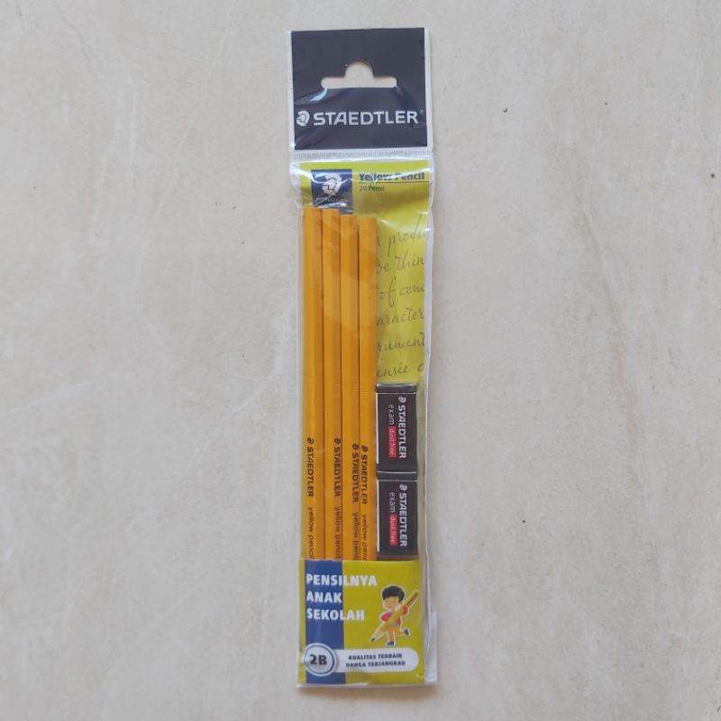 Jual STAEDTLER Pensil 2B Yellow Original Dan Penghapus 1 Set | Shopee ...