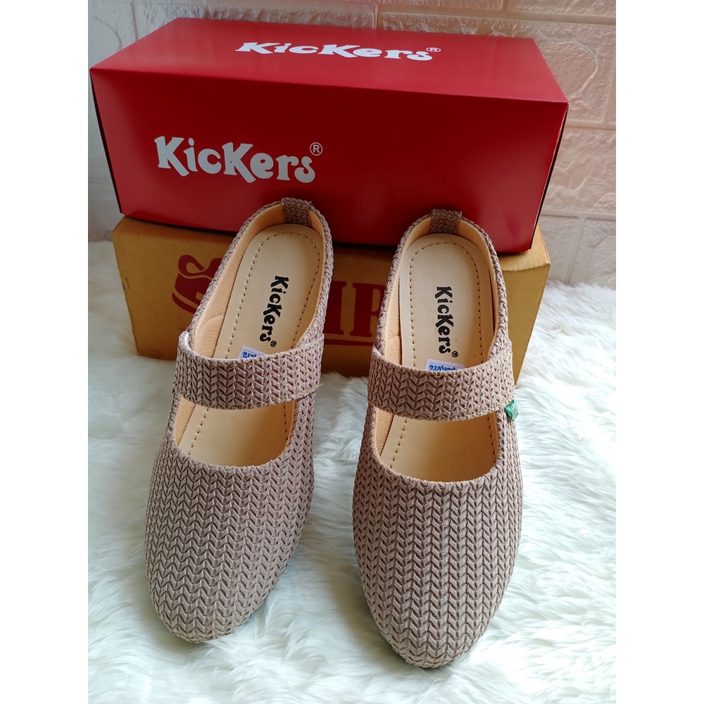 Sepatu Selop Wanita Rajut Warna Krem