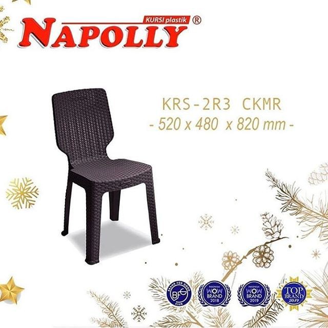 Kursi Plastik Makan Sandaran Napolly 2r3 Coklat Rotan Rattan Kuat Berkualitas