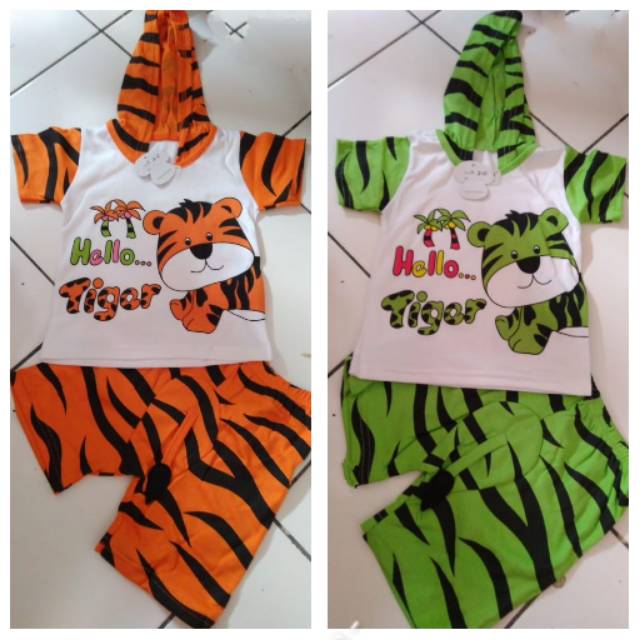 Setelan anak laki laki amena Tiger topi 3-16 bulan