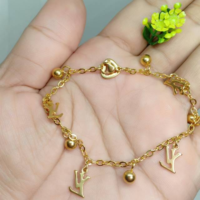 Gelang titanium kuning stenlisteel gelang gold