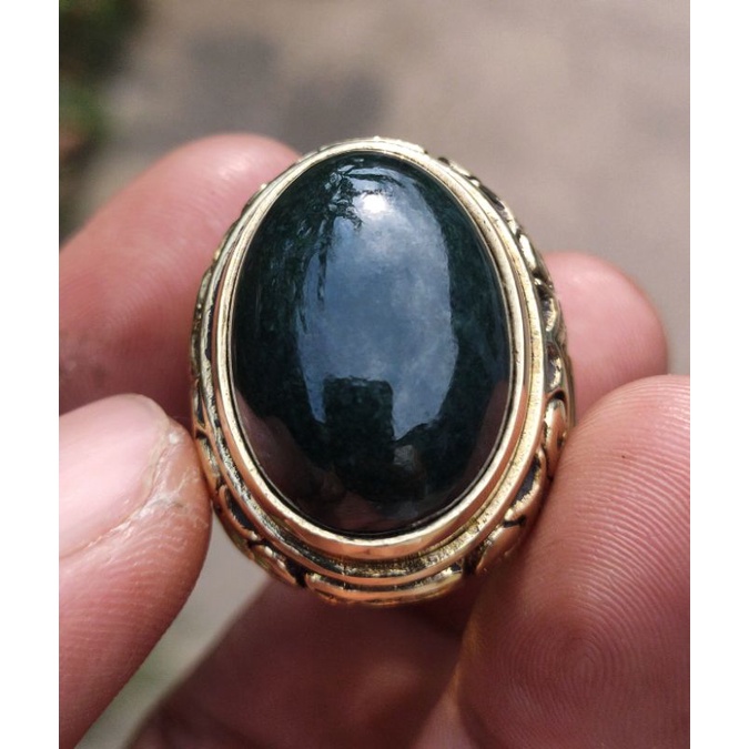Cincin Batu Akik DARK GREEN JADEITE JADE GIOK NABIRE PAPUA Asli batu alam bukn sintetis Dyed bukn Ba