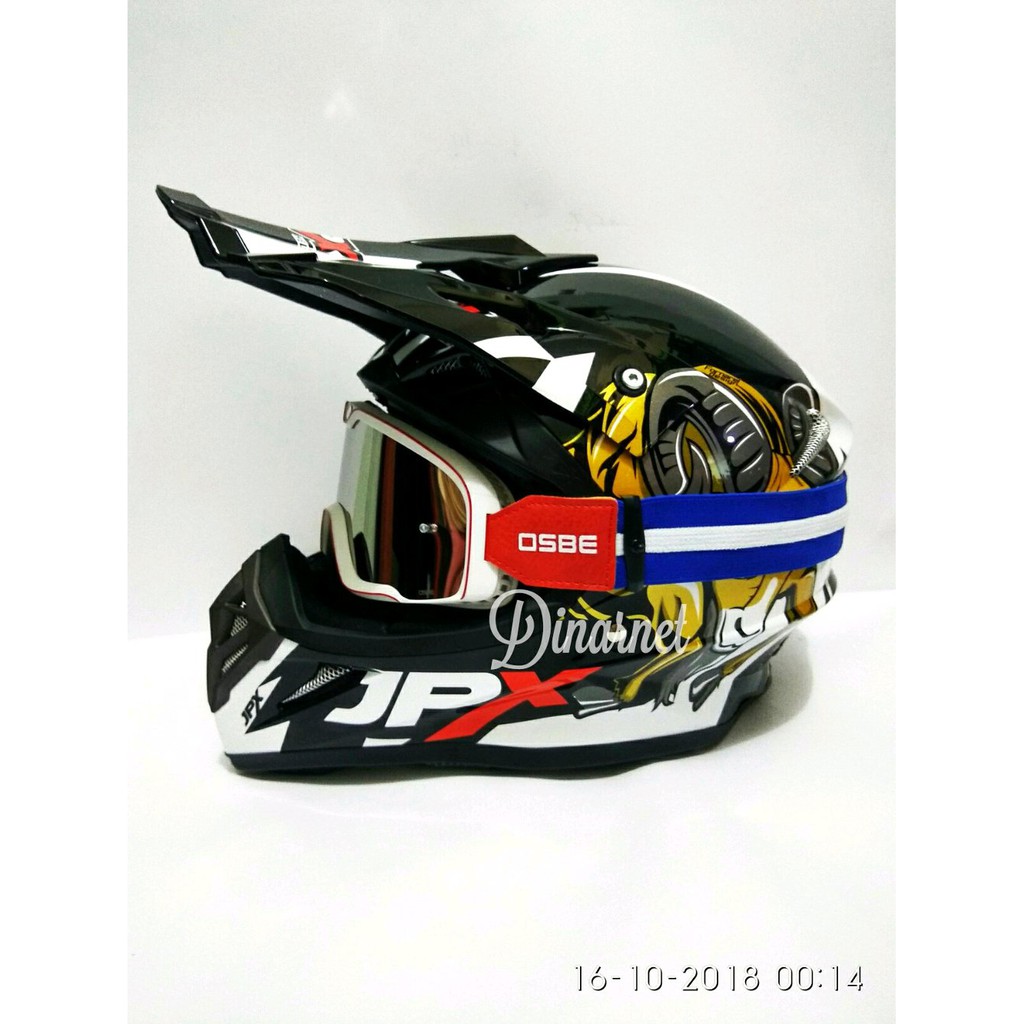 Jual Helm Cross Jpx X18 Domba Hitam Kacamata Goggle Barstow Putih Anti Fog terlaris
