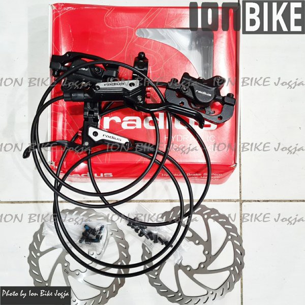 brakeset radius hydrolik with rotor - rem hydraulic hidrolik hidrolis sepeda MTB lipat seli gunung