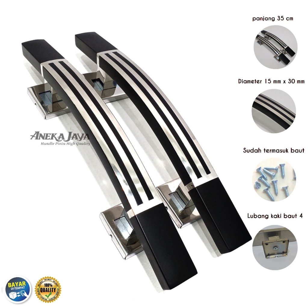 Handle Pintu rumah 35 cm Tarikan Pintu Pegangan Pintu rumah minimalis hitam stainlees steel