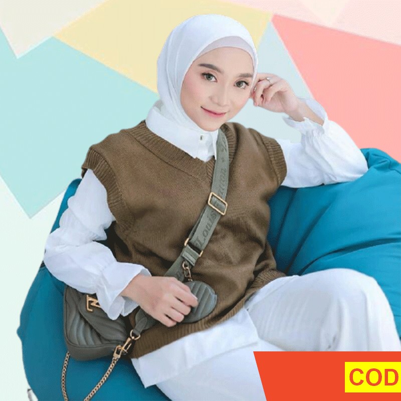 Vest Rompi Rajut Wanita Outer Knit Premium dan Murah V Neck - KANI VEST