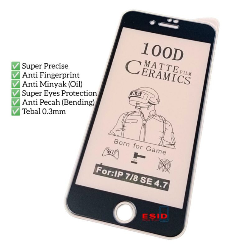 Tempered Glass Iphone 7 8 7+ 8+ plus Ceramics Matte Anti Shock Broken Fingerprint